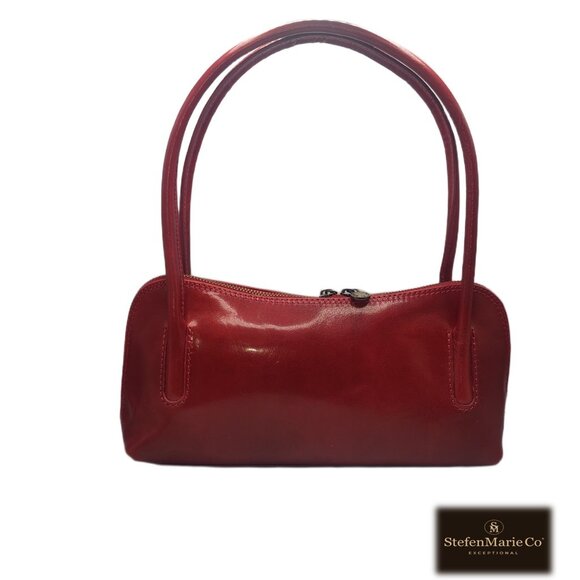 Genuine Charlie Leather "Caterina" Small Red Leather Handbag-NWT - Picture 2 of 14